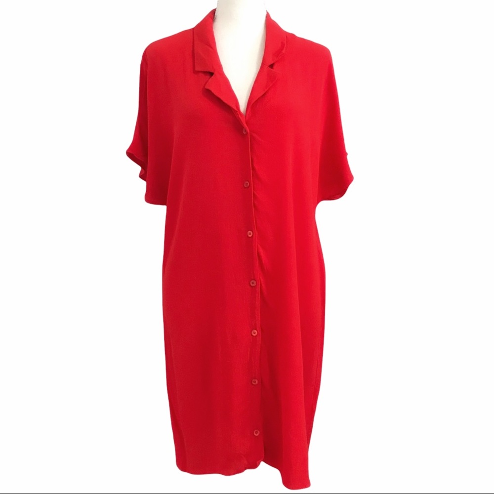 ARITZIA WILFRED FREE RED RADIKHA BUTTON UP SHIRT DRESS - M